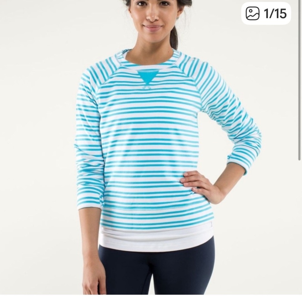 Lululemon Voyage Pullover Tencel - Twin Stripe Spry Blue / Spry Blue Size 10